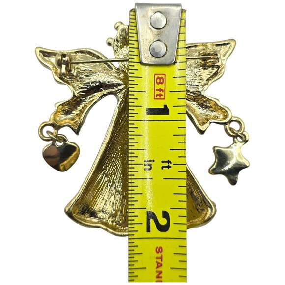 KC Kenneth Cole ANGEL Brooch Aurora Borealis Rhinestone Gold Tone 2" Vtg Signed - Picture 3 of 5